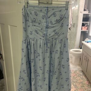 Aeropostale Light Blue Floral Strapless Dress